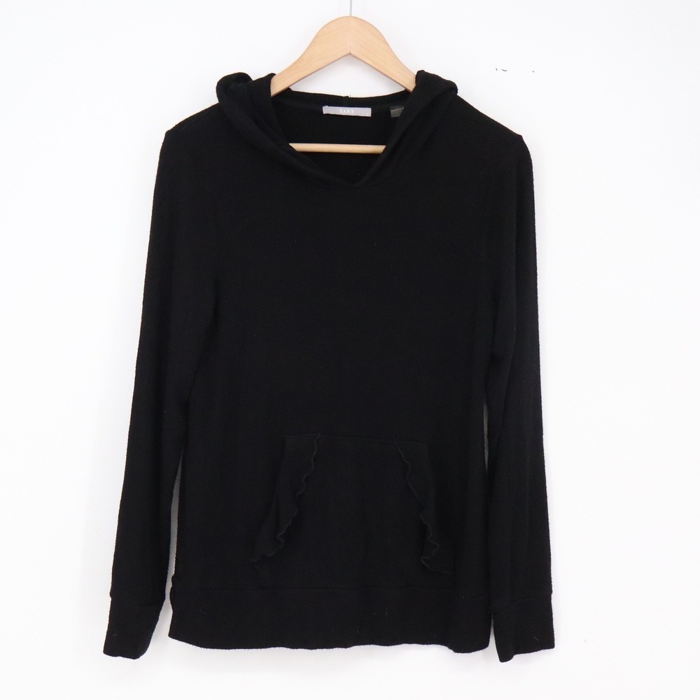 TART Hoodie Women's S Black Ruffle Pocket Long Sleeve Pullover Excellent